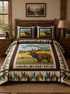Elk Wilderness Quilted 3-Piece Bedding Set