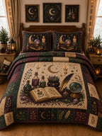 Moon Spell Book Potion 3‐Piece Quilted Bedding Set
