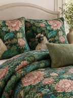 Siamese Cat Floral Garden Quilted 3-Piece Bedding Set