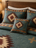 Desert Aztec Star Quilted 3-Piece Bedding Set – Rustic Southwestern Quilted Bedding with Matching Pillow Shams