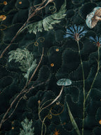 Enchanted Forest Mushroom Quilted 3-Piece Bedding Set – Dark Botanical Quilted Bedding With Matching Pillow Shams