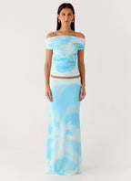 Moka Maxi Skirt - Blooming Blue