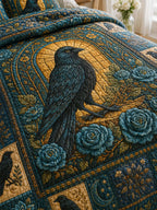 Raven Golden Rose Garden Quilted 3-Piece Bedding Set