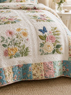 Vintage Floral Garden Quilted 3-Piece Bedding Set