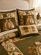 Pumpkin Ghost Harvest Quilted 3-Piece Bedding Set