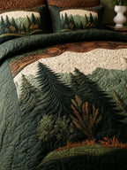 Dark Forest Retreat Quilted 3-Piece Bedding Set