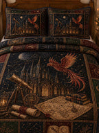 Phoenix Wizarding Castle Patchwork 3‐Piece Quilted Bedding Set