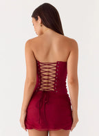 Atenea Organza Mini Skirt - Deep Red