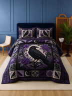 Raven Gothic Garden Quilted 3-Piece Bedding Set
