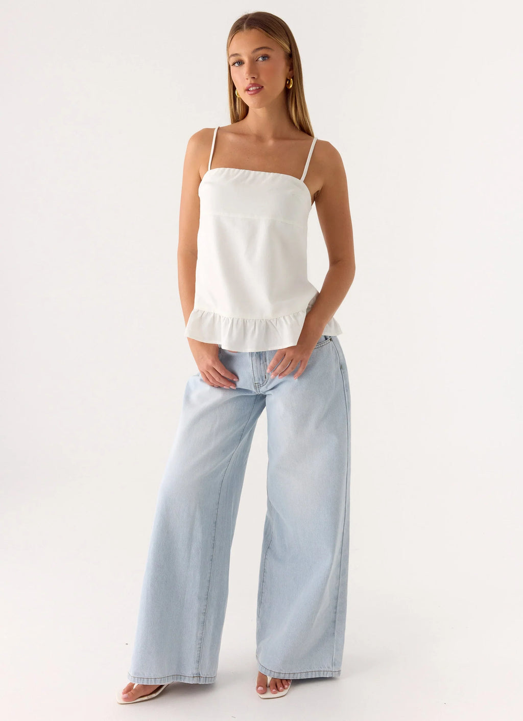 Lucie Mae Linen Top - White
